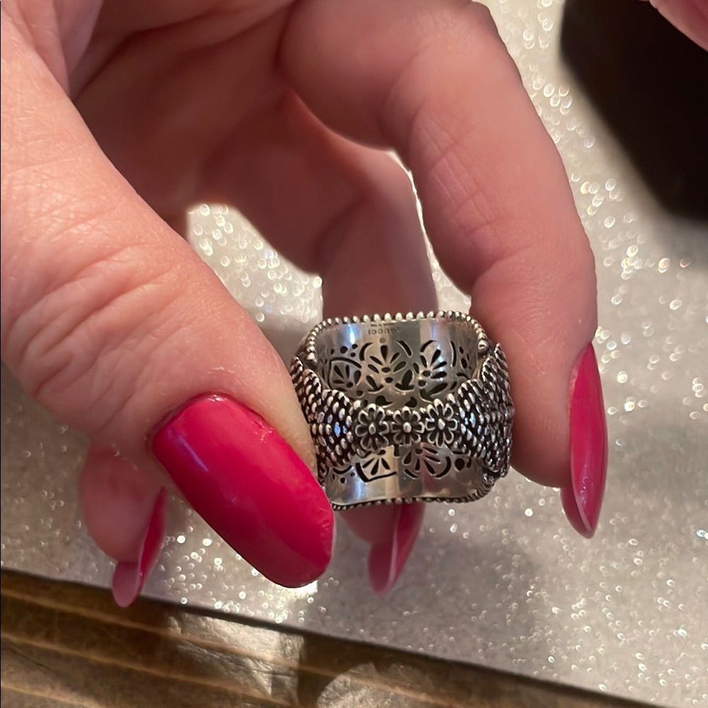GUCCI emerald Green Silver Ring-161 - Picture 12 of 16
